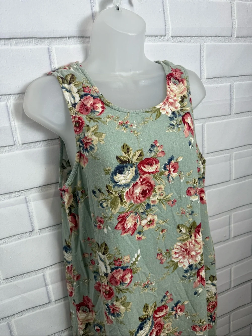 Floral Maxi Dress Sleeveless Side Slit romantic bohemian Cottagecore Boho Size L